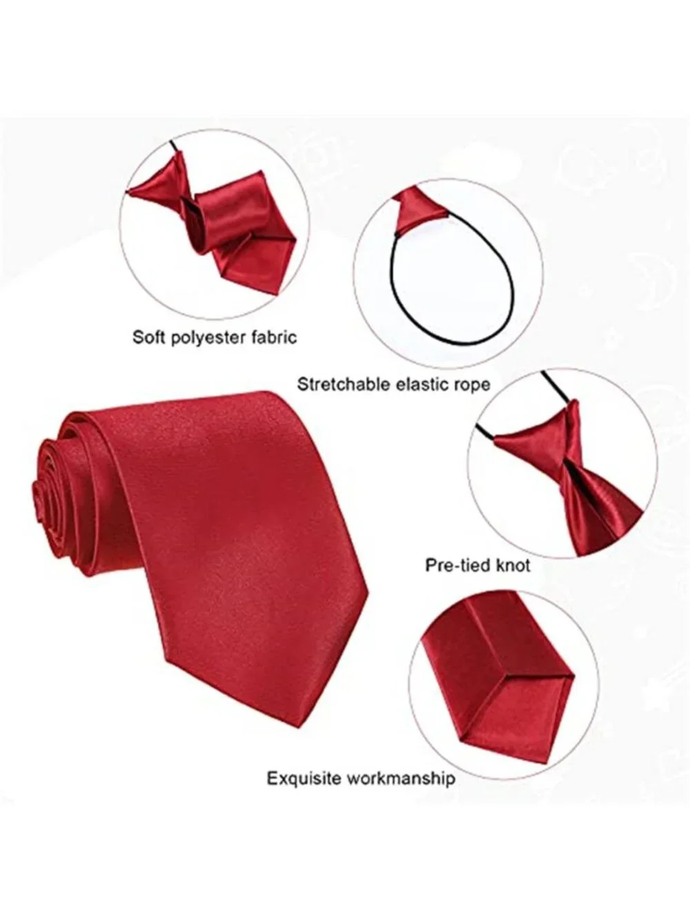 12 pcs Boys Ties Bulk Clip on Ties Solid Color Pre-tied Necktie with Elastic